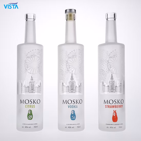 375 ml 37,5 cl 500 ml 50 cl 750 ml 75 cl 1000 ml 100 cl spiritueux liqueur Vodka Whisky bouteille en verre d'eau avec bouchon à vis bouchon en liège haute silex couleur claire