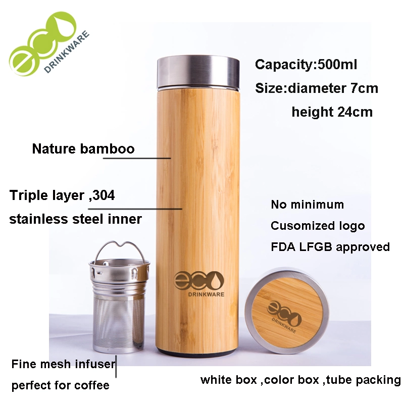 Hot Sale Everyday Use Christmas Thermos Bottle Bamboo Cup