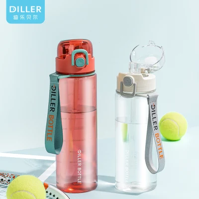 Bouteille d'eau de paille en plastique sans BPA Tritan de sport personnalisée avec corde